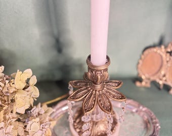 Vintage Hollywood Regency Brass Candle Holder