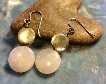 Rose Quartz and Thai Silver Earrings