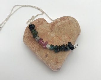 Tourmaline Gemstone Bar Necklace