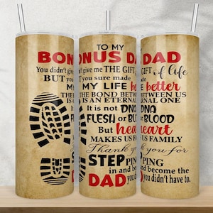 Bonus Dad 20oz Skinny Tumbler Design Wrap, Fathers Day Cup, Bonus Dad Sublimation, Tumbler Design