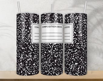 Composition Book 20 Oz Skinny Tumbler Png Sublimation Design Download, Teacher's Day png, Tumbler Wrap Png, 20 Oz Tumbler Designs, Download