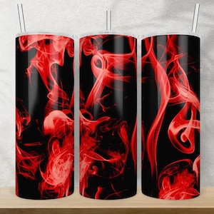 Red Smoke Tumbler Wrap, 20oz Skinny Tumbler Smokey Sublimation Design, Digital Download Straight & Tapered