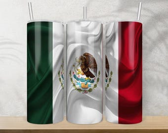 Mexican Flag 20 Oz Skinny Tumbler Png Sublimation Design Download, Mexican Flag Png, Tumbler Wrap Png, 20 Oz Tumbler Designs, Download