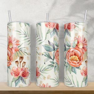 Aquarell Blumen Skinny Tumbler PNG Design, 20 Unzen Skinny Tumbler, Aquarell Blumen Tumbler Wrap, digitaler Download Tumbler Design