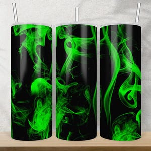 Green Smoke Tumbler Wrap, 20oz Skinny Tumbler Smokey Sublimation Design, Digital Download Straight & Tapered