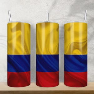 Colombia Flag 20 Oz Skinny Tumbler Png Sublimation Design Download, Colombia Flag Png, Tumbler Wrap Png, 20 Oz Tumbler Designs, Download