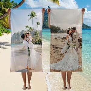 Personalized Photo Beach Towel, Custom Picture Towel for Birthday, Christmas, Anniversary, Team or Company Logo, Pet or Restored Photo Gift