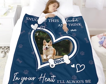 Dog Memorial Blanket Personalized, Custom Dog Photo Keepsake, Pet Sympathy Gift, Loss of Dog Memorial, Gift for Dog Mom or Pet Lover