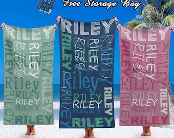 Personalized Signature Style Beach Towel, Custom Name Pool Towel, Pool or Beach Lover Gift, Summer Travel Towel, Custom Towel for Her or Him