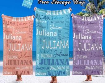 Personalized Beach Towel with Custom Name, Signature Style, Ideal for Pool Days, Beach Trips,Summer Gifts for Him, Her or Couples