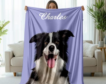 Personalized Pet Blanket – Custom Dog or Cat Blanket with Photo & Name, Pet Photo Gift, Dog Dad Gift, Cat Picture Throw, Gift for Pet