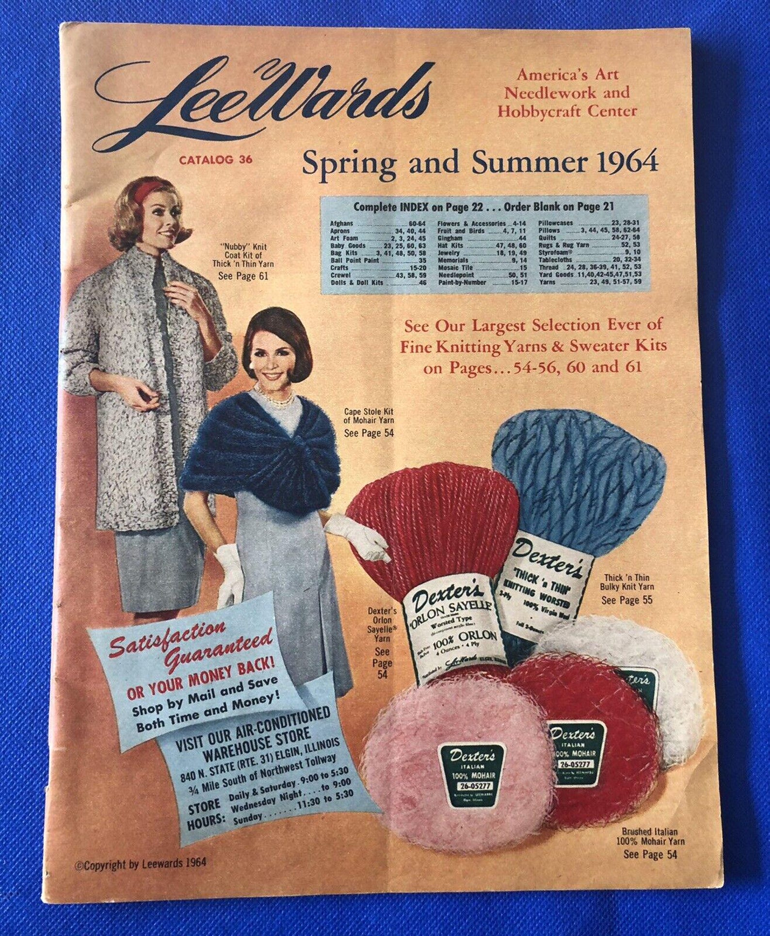 Vintage 1964 Leewards Catalog Hobby Craft Fashion Crewel Flowers Linens