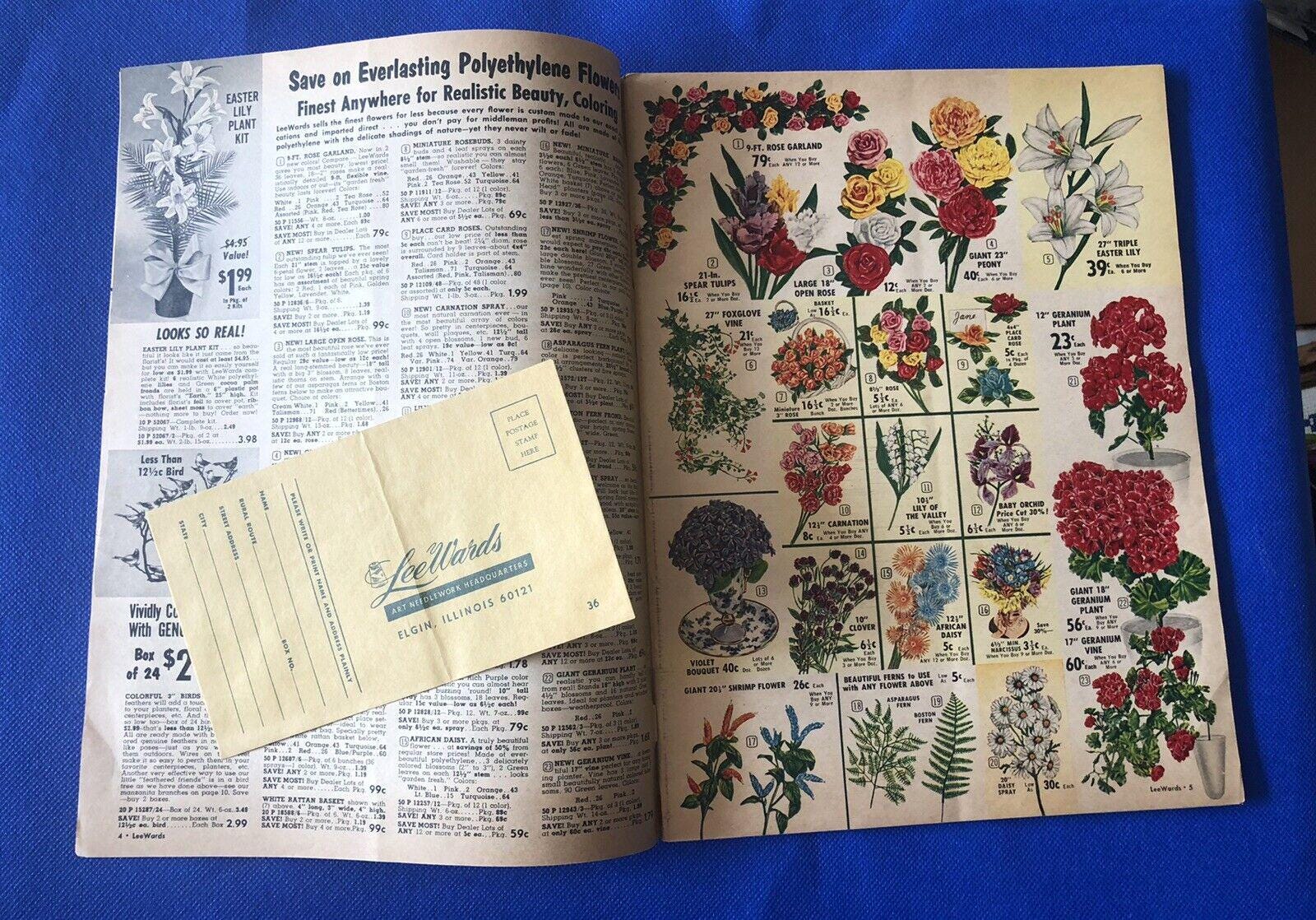 Vintage 1964 Leewards Catalog Hobby Craft Fashion Crewel Flowers Linens
