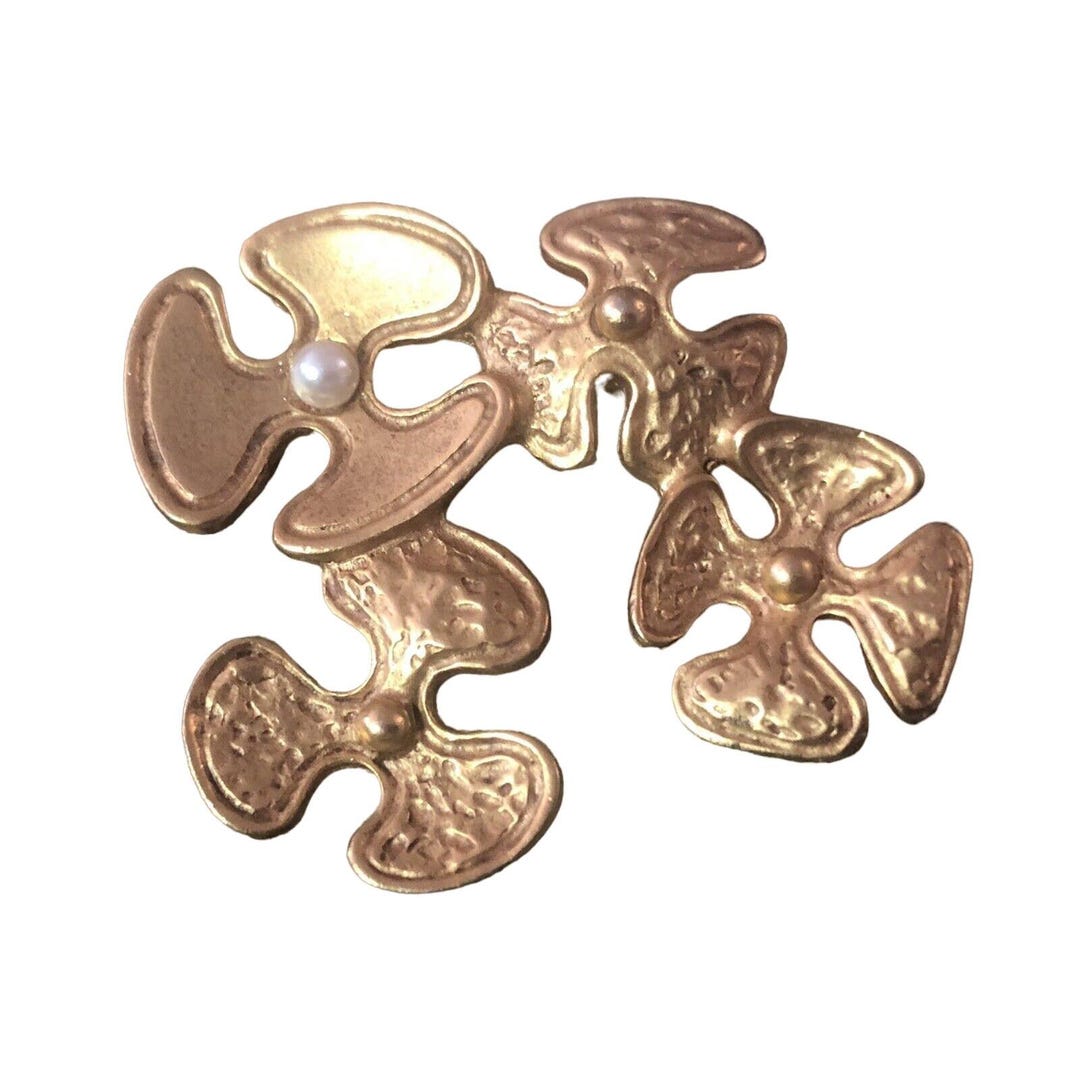 Abstract Floral Brooch Pin Signed Rachel Gera Convertible to