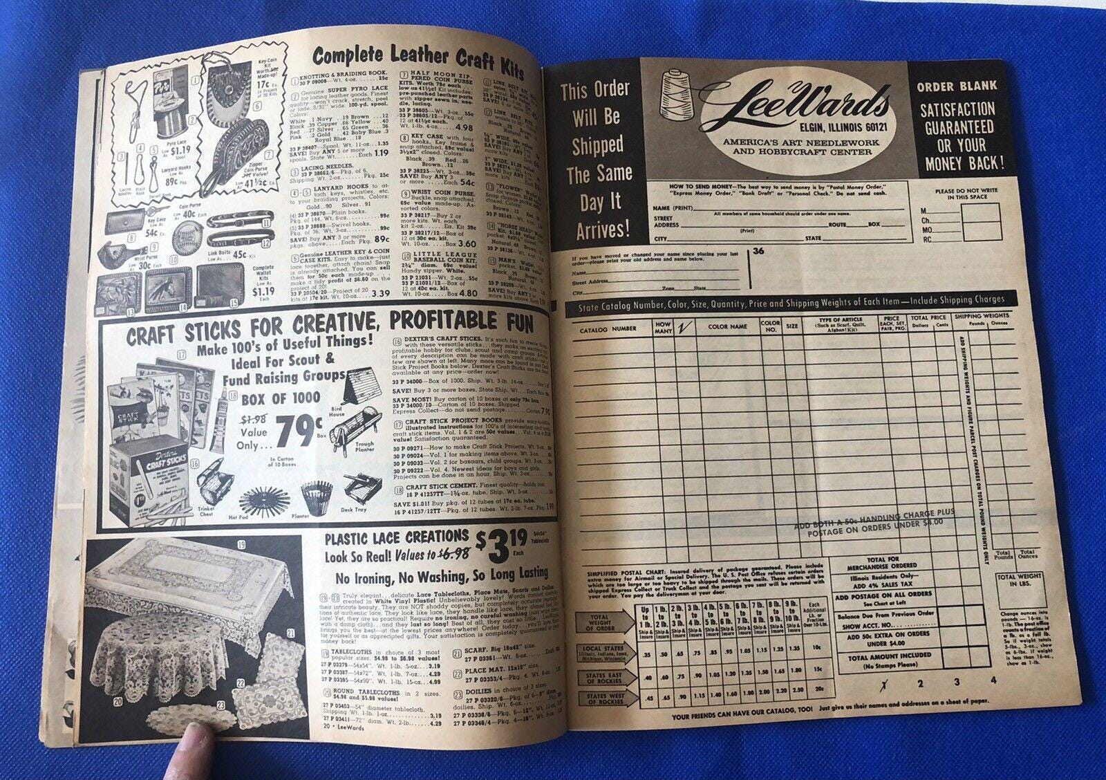 Vintage 1964 Leewards Catalog Hobby Craft Fashion Crewel Flowers Linens