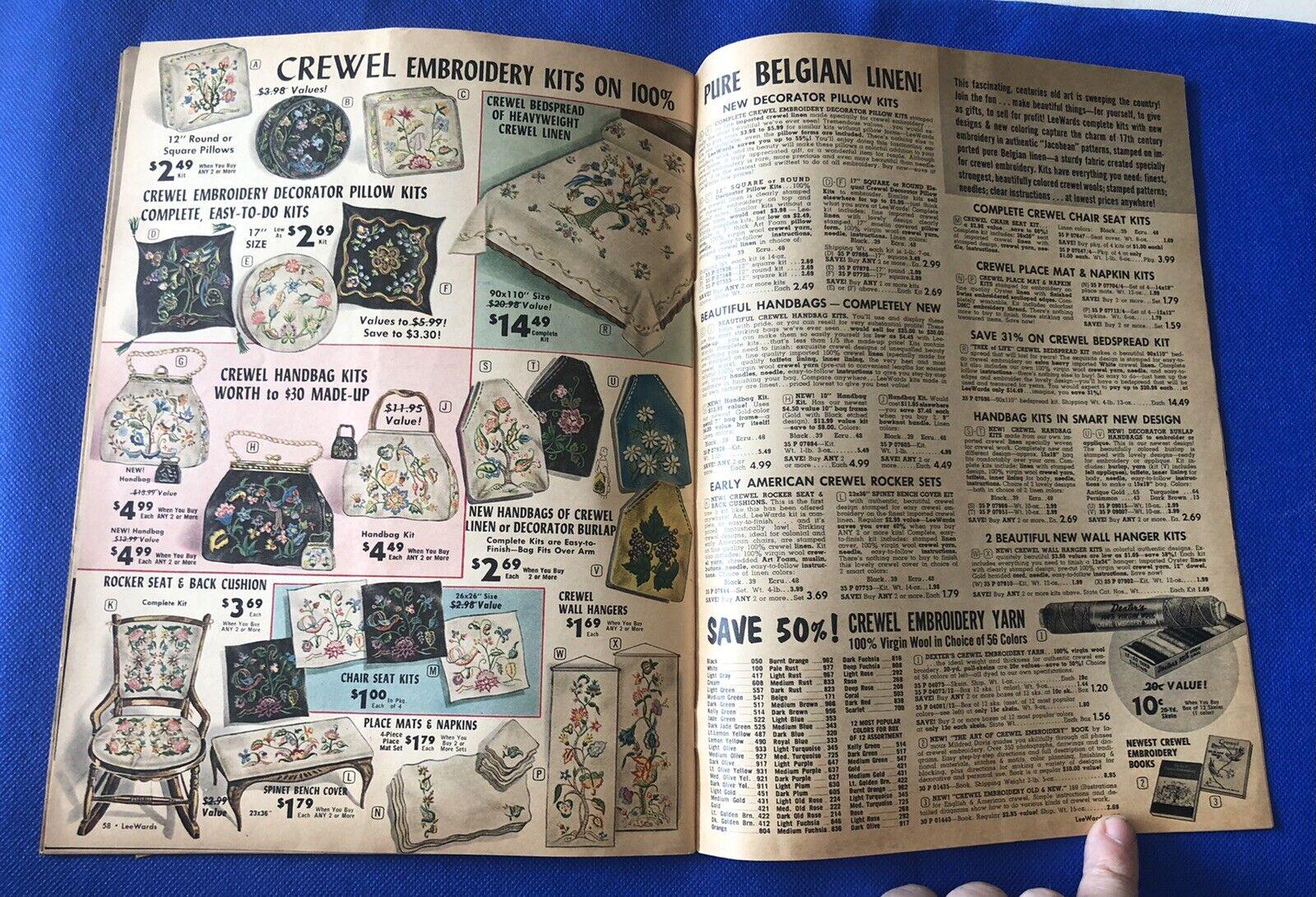 Vintage 1964 Leewards Catalog Hobby Craft Fashion Crewel Flowers Linens