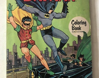 Vintage 1966 unused Batman and Robin Coloring Book FREE DOMESTIC