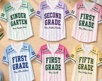 Personalized Teacher Jersey, Custom Name Number Grade Shirt, Back To School Gift, School Spirit Team Jersey, Elementary Teacher Apparel