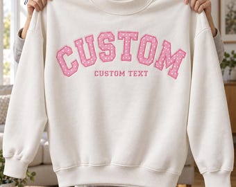 Personalized Embroidered Mock Neck Sweatshirt, Custom Polka Dots Applique School Pullover, College Game Day Outfit, Back To School Gift