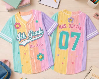 Personalized Teacher Jersey, Custom Name Number Grade Shirt, Back To School Gift, School Spirit Team Jersey, Elementary Teacher Apparel