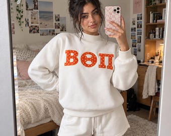 Personalized Embroidered Mock Neck Sweatshirt, Custom Polka Dots Applique School Pullover, College Game Day Outfit, Back To School Gift