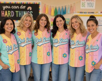 Personalized Teacher Jersey, Custom Name Number Grade Shirt, Back To School Gift, School Spirit Team Jersey, Elementary Teacher Apparel