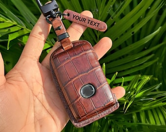 Handmade Alligator Leather Key Fob Cover For Mazda 3, 6, CX-5, CX-30, CX-9... Handcrafted Leather Mazda Key Case, Gift For New Car
