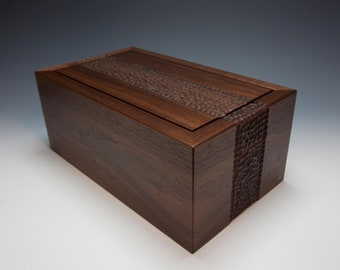 Cremation Box Urn : Walnut wood with Texture MADE TO ORDER