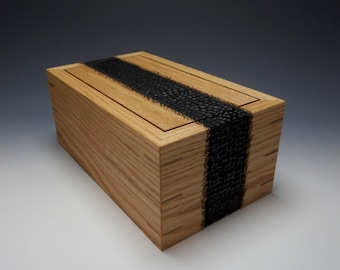 Cremation Box Urn : White Oak with Burnt Texture MADE TO ORDER