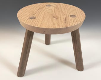 Oak and Walnut Round Foot stool