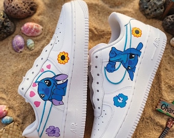 Cute Stitch character custom-painted shoes! Sneakers Nike AF1 designed cartoon Disney kids adult hero wear, movie kids Lilo Stitch gift