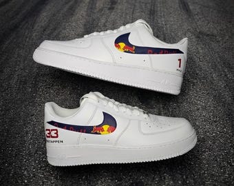 Red Bull Racing Max Verstappen Custom Nike Air Force 1, Hand Painted F1 Motorsport Streetwear