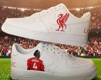 Custom Painted Nike Air Force 1 Liverpool Virgil Shoes – Hand-Painted Leather Sneakers