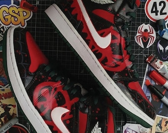 Zapatillas Jordan 1 personalizadas pintadas a mano de Miles Morales Spider-Verse – Calzado urbano