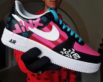 Custom Painted Jinx from the series, Unique high quality drawn shoes, Ideal for a gift, hero and villain vi, caityln arcane series kids gift