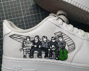 Custom Oasis Design Nike Air Force 1 Sneakers – Hand Painted Streetwear Footwear