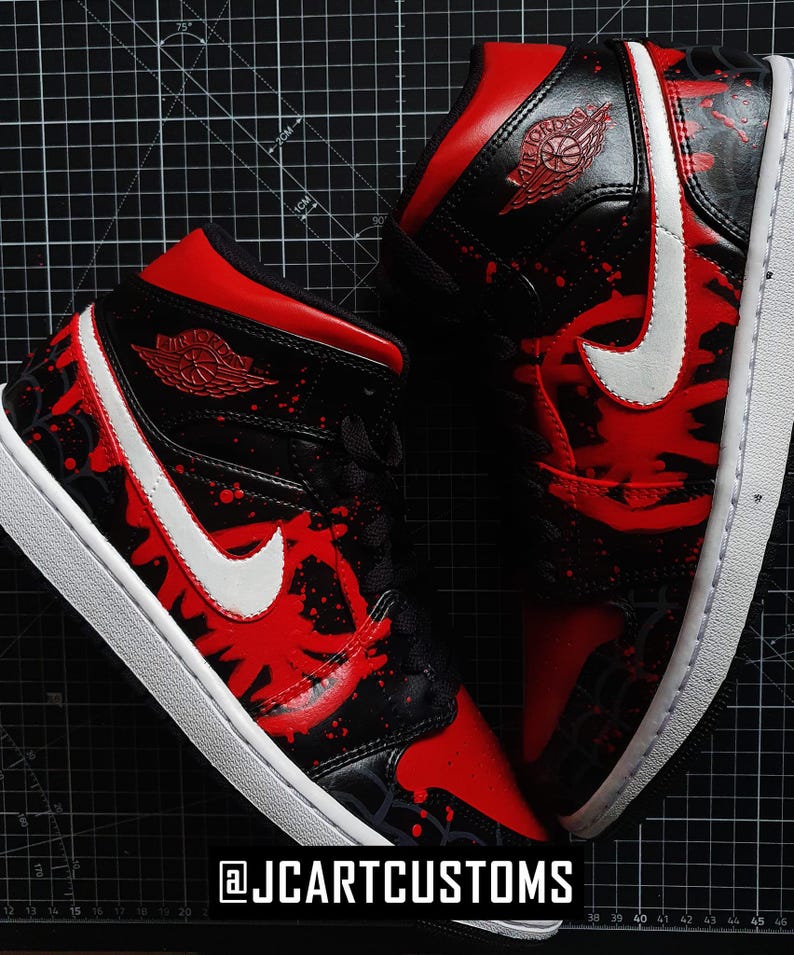 Custom Hand-Painted Miles Morales Spider-Verse Jordan 1 Sneakers – Streetwear Shoes image 2