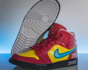 Custom Iron Man Jordan 1 – Hand Painted Superhero Sneakers – Stark Industries Design – Marvel Inspired Custom Shoe – Unique Comic Streetwear
