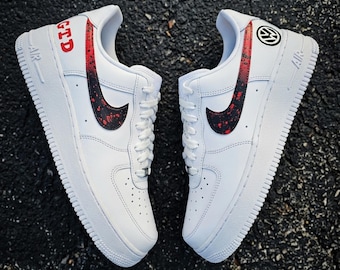 Custom Volkswagen GTD Air Force 1 Sneakers – Hand Painted Red Black Swoosh Design