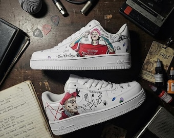 Custom Lil Peep Air Force 1 Sneakers – Hand Painted Rap Streetwear – Music Tribute Alternative