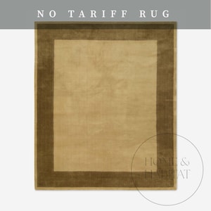 Handtuftad olivgrön ullmatta: Oxfordkant, skandinavisk modern minimalistisk design bild 1