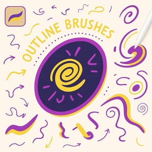 Procreate Outline Lettering Brush Pack, Brushes For Procreate, Instant Download, Lettering Brushes For Procreate, Procreate Lettering