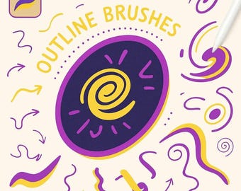 Lot de pinceaux pour lettrage contour Procreate, pinceaux pour procréer, téléchargement immédiat, pinceaux pour lettrage pour procréer, lettrage procréer