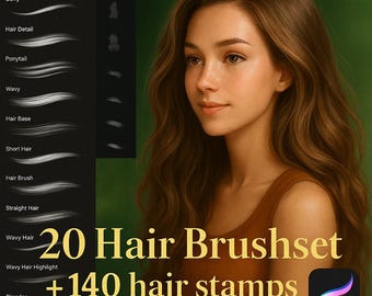 Brosses à cheveux réalistes, Tampons Procreate, Collection Hair Mastery, Tampons à cheveux pour styles animés et réalistes, Procreate Hair