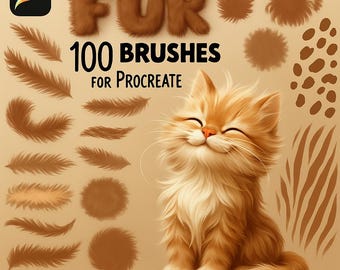 Brosses Procreate en fourrure, brosses en poils d'animaux réalistes pour iPad, brosses en fourrure et en plumes, tampons plumes, ensemble de brosses en fourrure, brosses Procreate animal