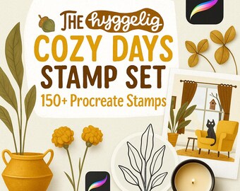 Pinceaux d'intérieur confortables pour Procreate – Jeu d'estampes Procreate | Comfy Room Creator : plus de 150 éléments dessinés à la main + extras