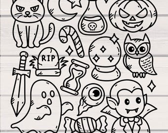 Halloween svg, cute halloween png, halloween bundle clipart, silhouette, spooky svg, fall svg, cute kawaii svg, svg files, svg cricut