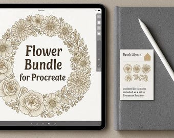 Procreate Flower Stamp Brushes, Botanical Stamps, Hand Drawn Floral Stamps, Botanical Flowers and Foliage, Procreate Flower Brush and PNG