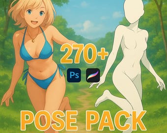 Ensemble de pinceaux pour la pose du corps - poses romantiques dynamiques - Procreate Photoshop, tampons anatomie - dessin de silhouette homme femme - Procreate Photoshop