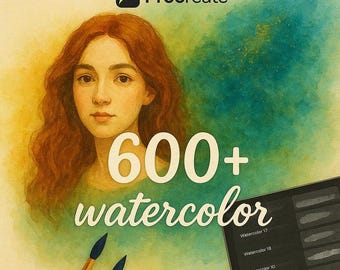 Plus de 600 pinceaux Procreate - Aquarelle, huile, gouache, encre à l'alcool - Texture, calligraphie, portrait, paysage